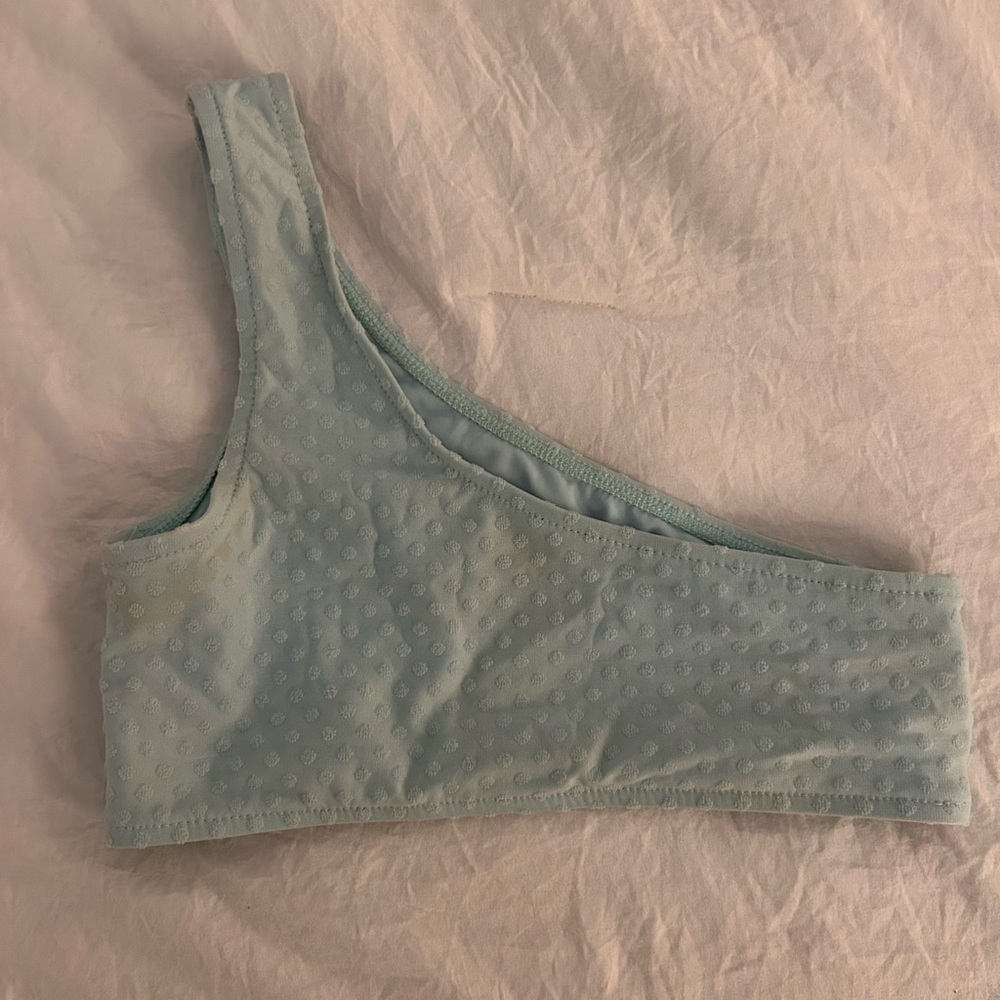Frankie’s Bikinis Terrycloth Detail One-Shoulder Bikini Top